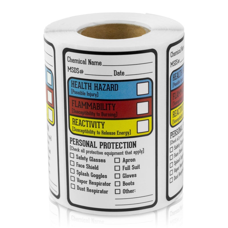 OfficeSmartLabels SDS Stickers/MSDS Stickers (1.5 x 2.5 inch, 300 Labels) Right to Know Labels for Chemical Safety - HMIG Chemical Identifying and Write-in, Strong Self-Adhesive - Image 1